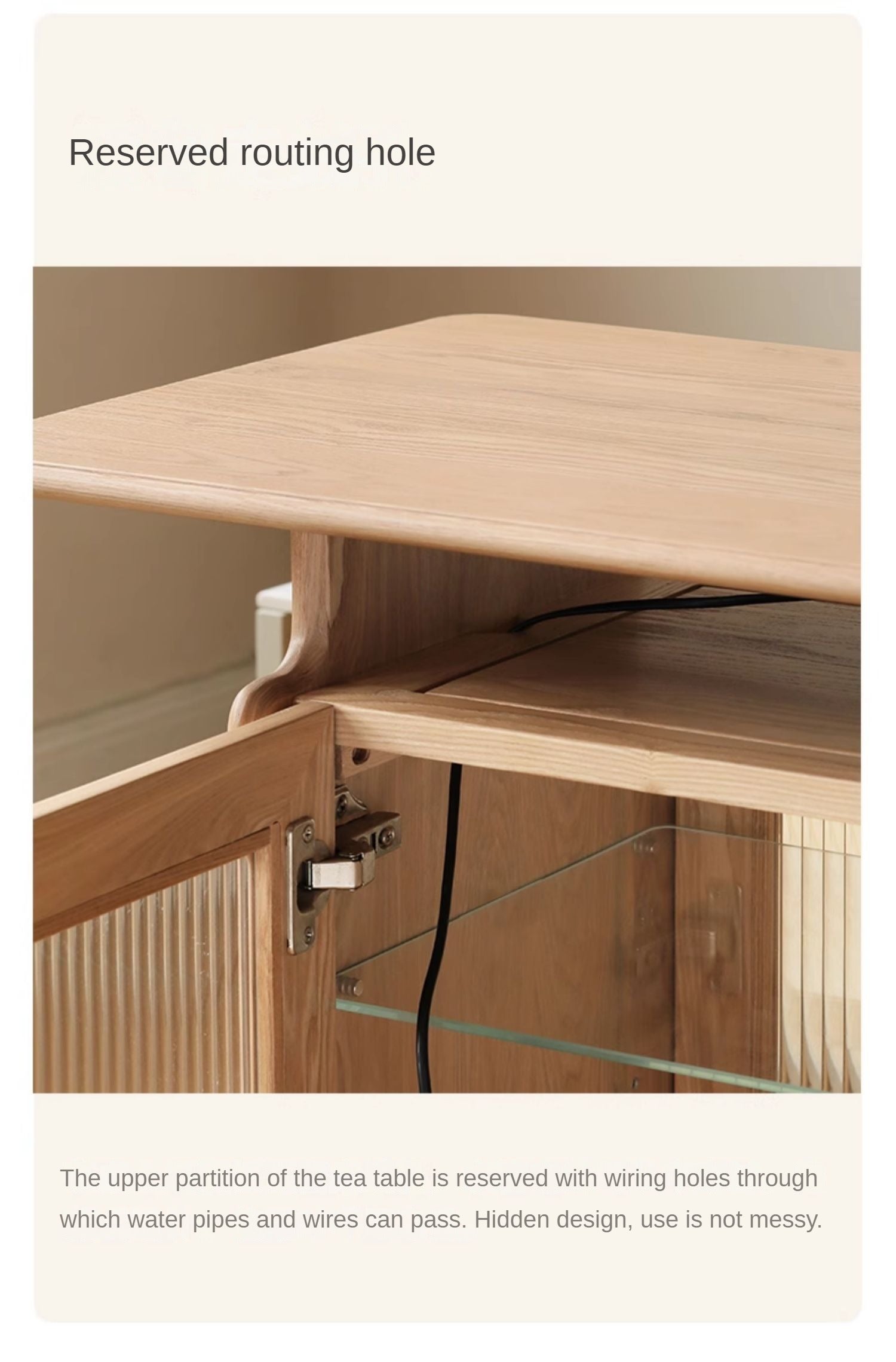 Ash Solid Wood Mobile Coffee Cabinet