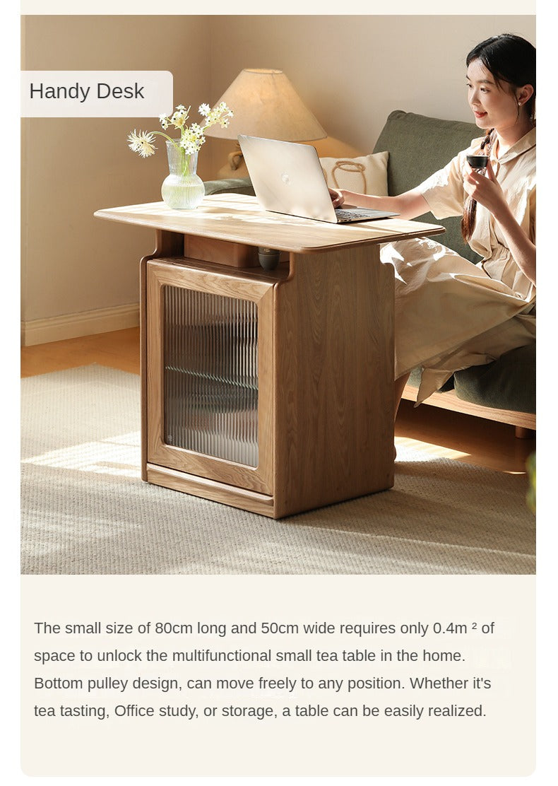Ash Solid Wood Mobile Coffee Cabinet