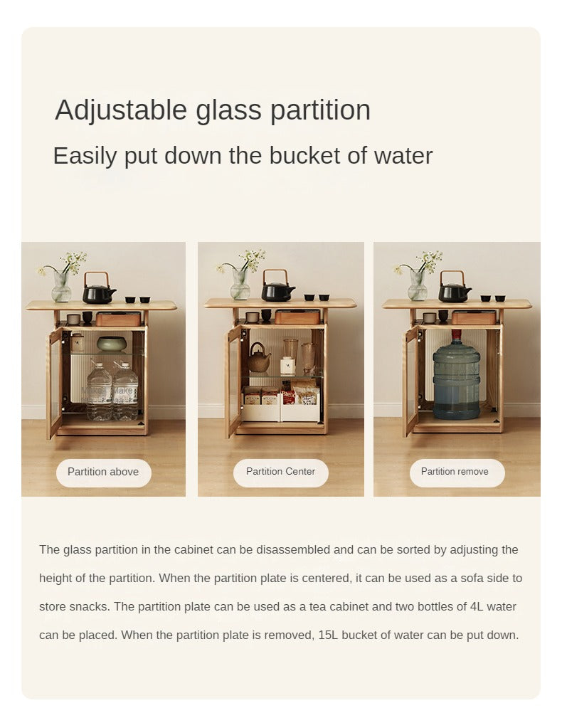 Ash Solid Wood Mobile Coffee Cabinet