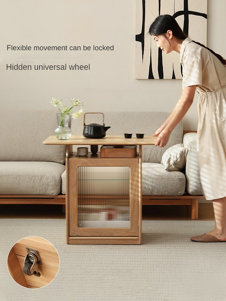Ash Solid Wood Mobile Coffee Cabinet