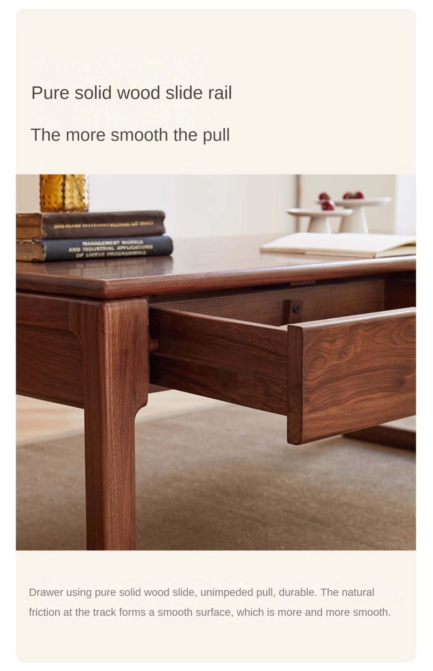 Black Walnut, Oak Solid Wood Tea Table