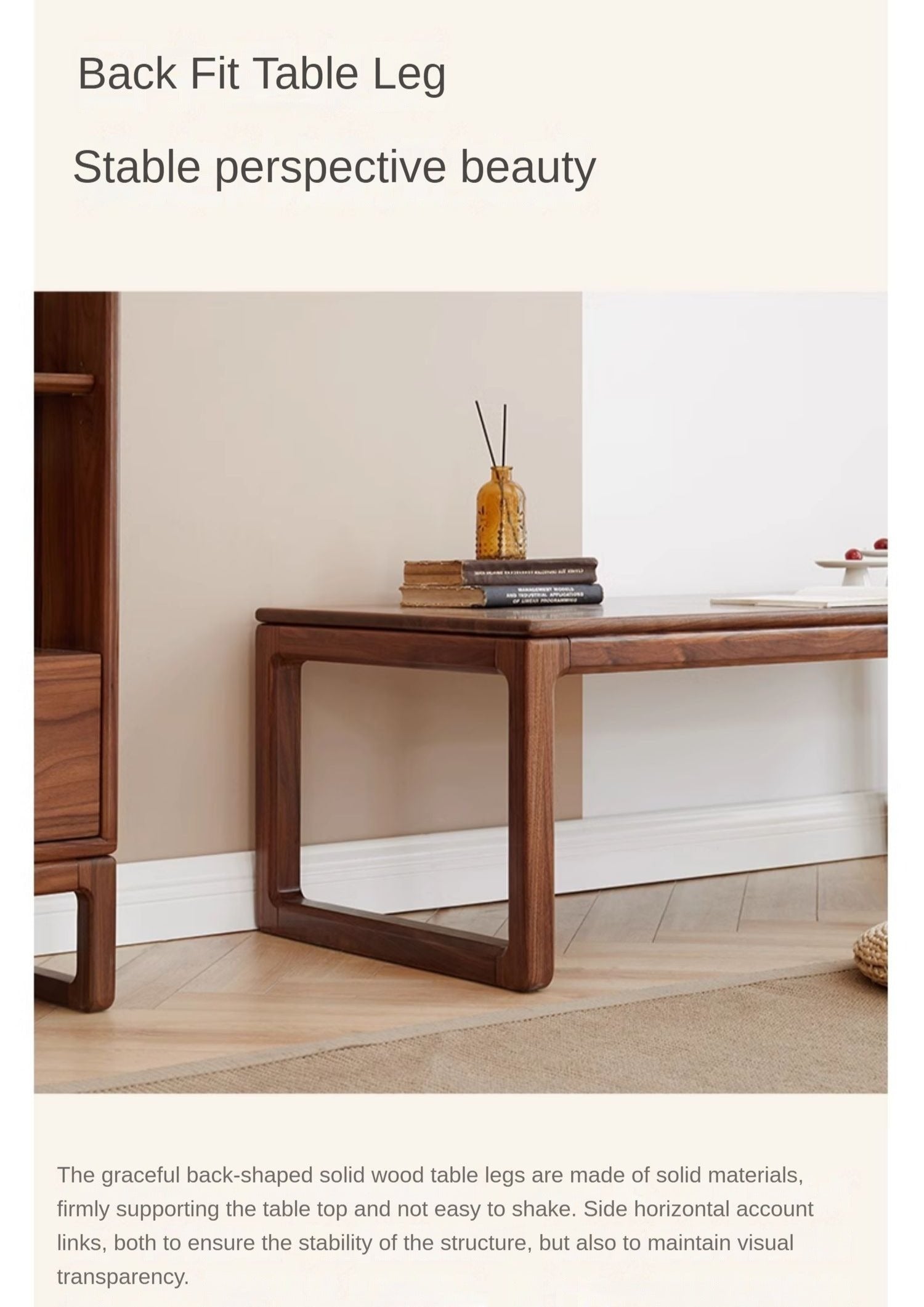Black Walnut, Oak Solid Wood Tea Table