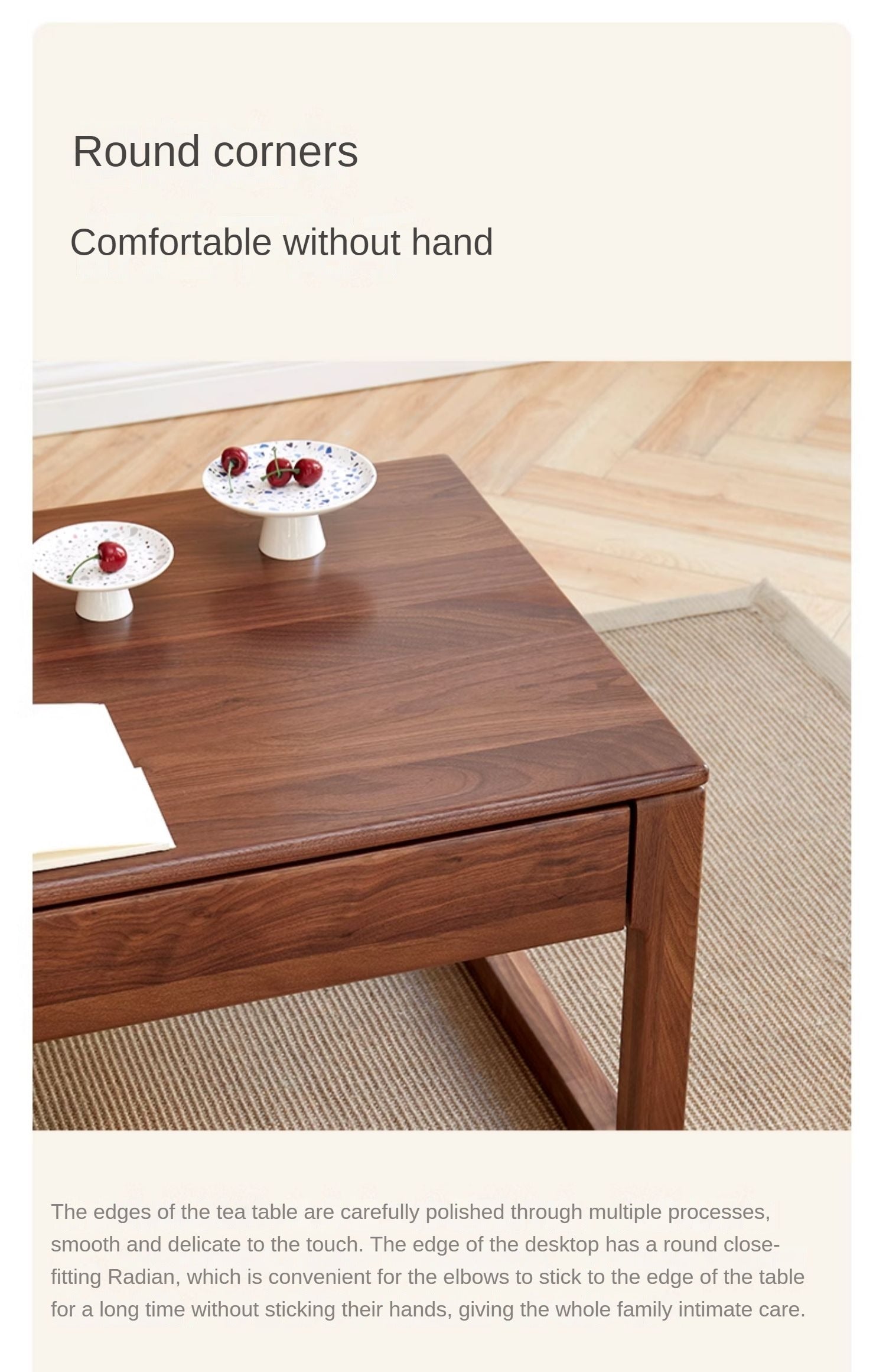 Black Walnut, Oak Solid Wood Tea Table