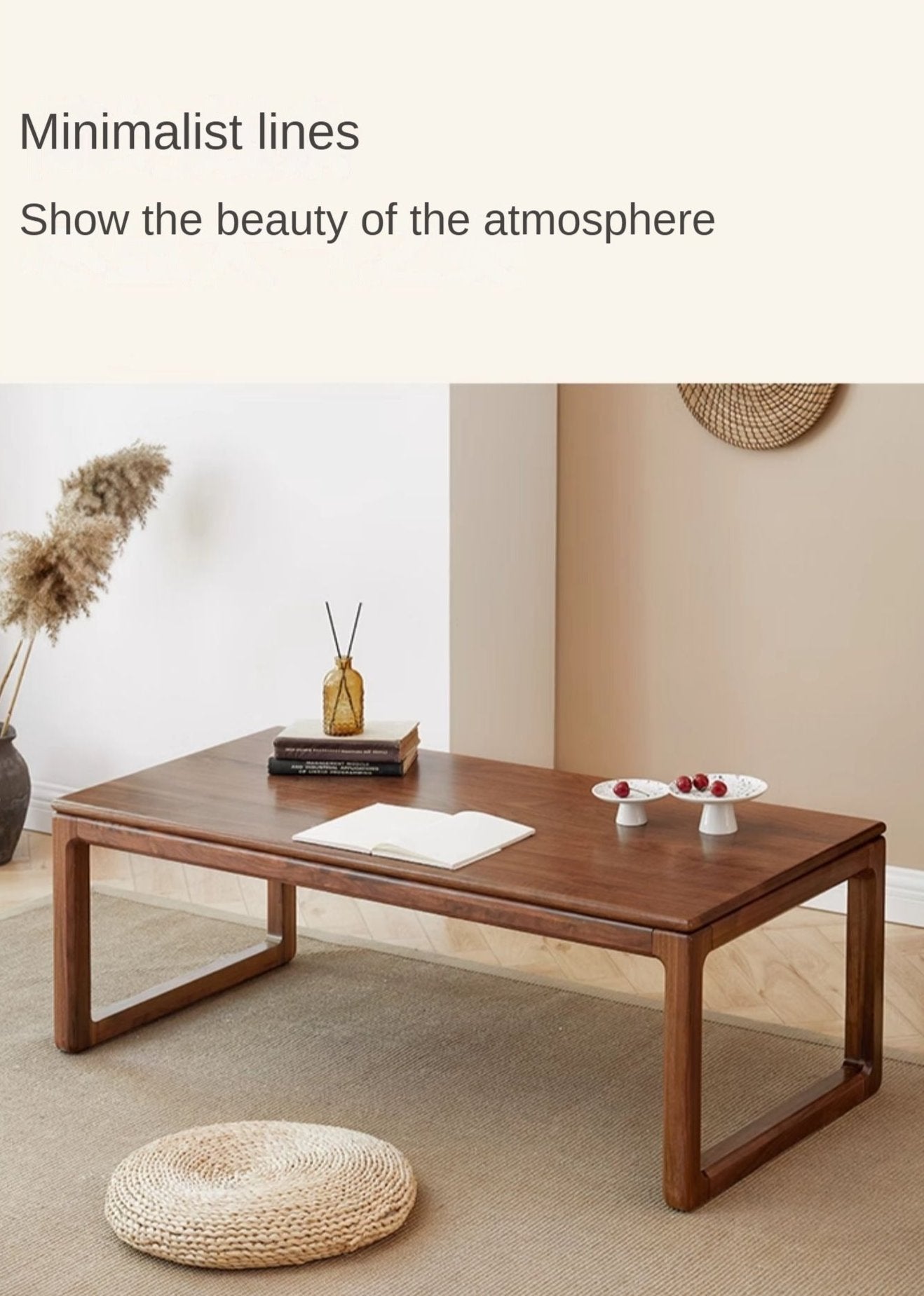 Black Walnut, Oak Solid Wood Tea Table