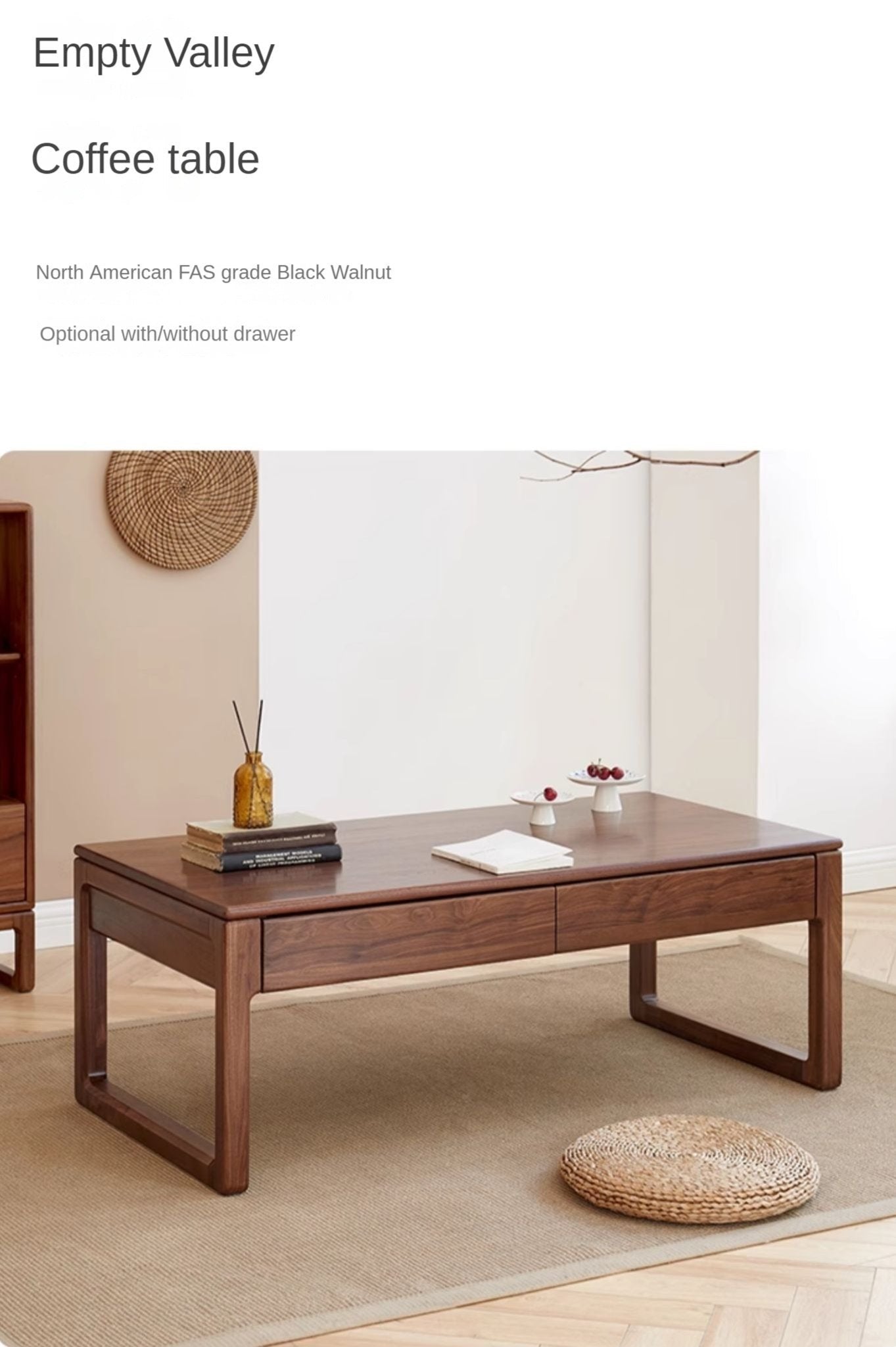 Black Walnut, Oak Solid Wood Tea Table
