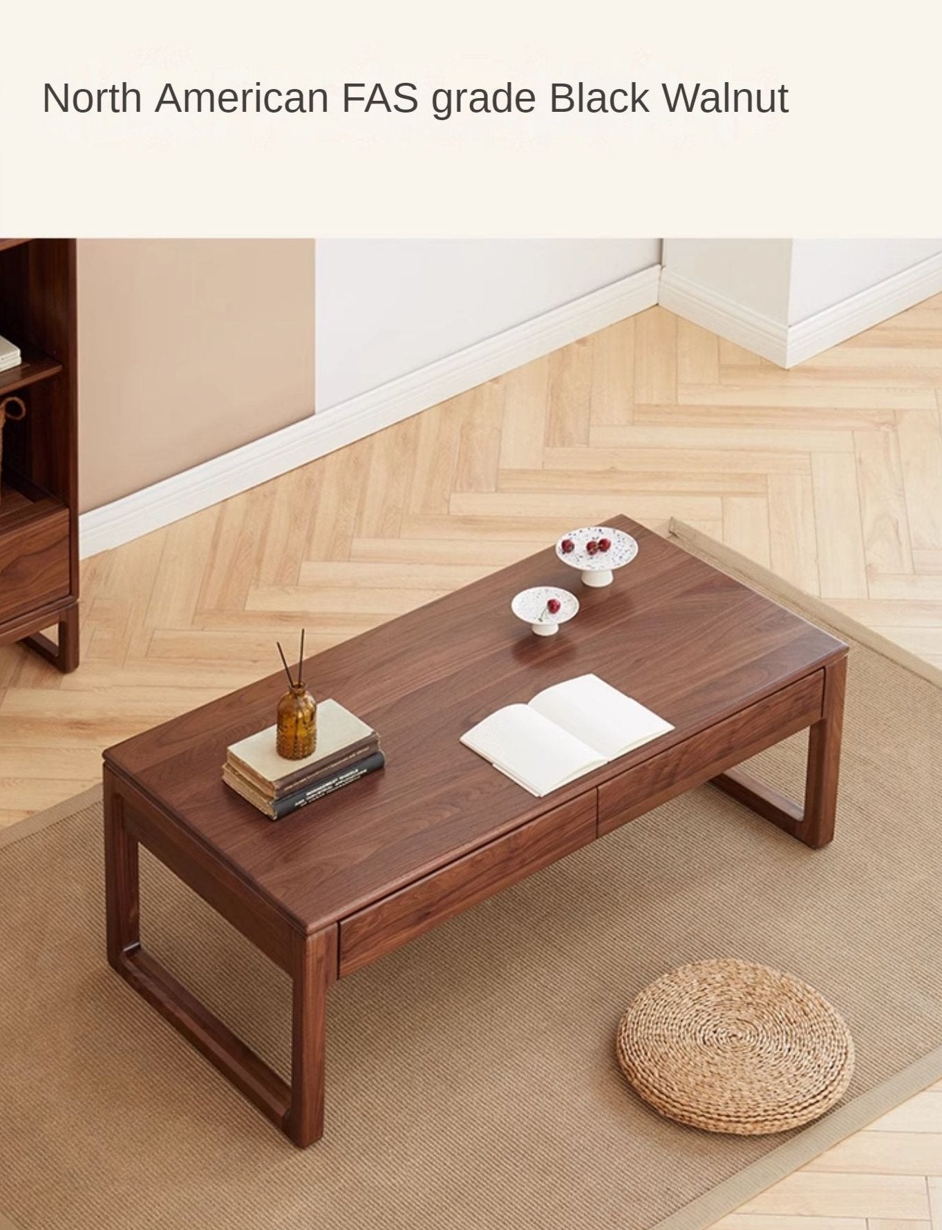 Black Walnut, Oak Solid Wood Tea Table