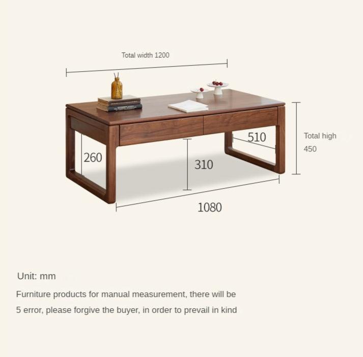 Black Walnut, Oak Solid Wood Tea Table