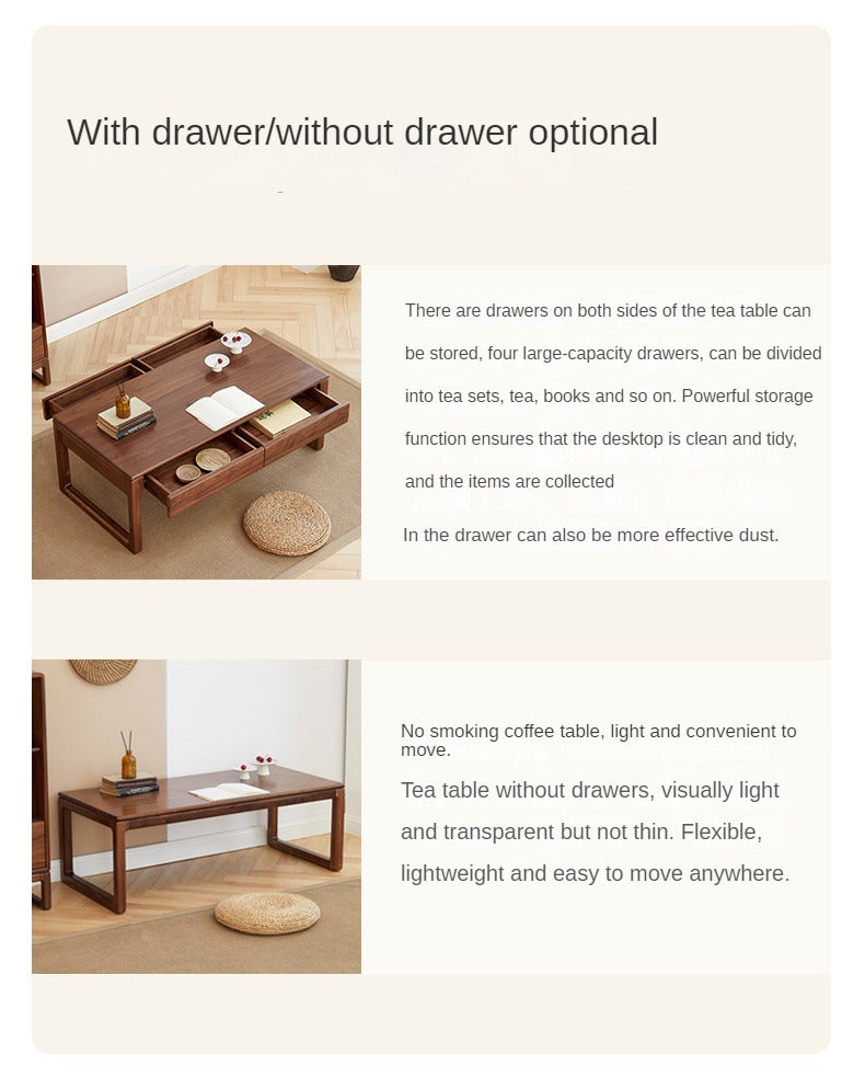 Black Walnut, Oak Solid Wood Tea Table