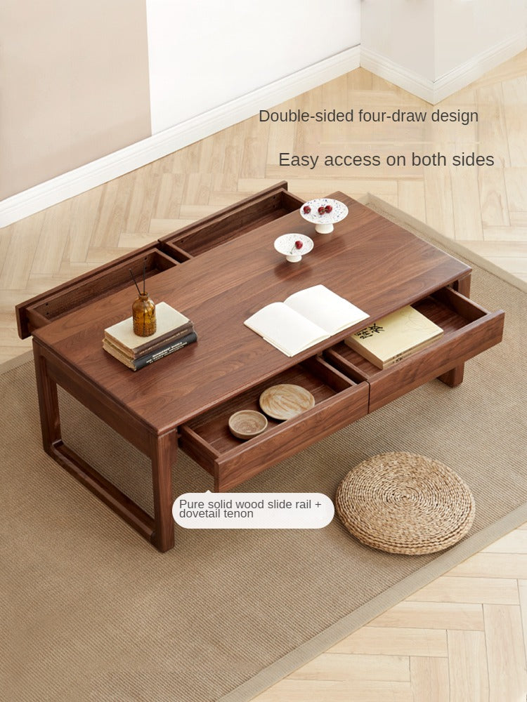 Black Walnut, Oak Solid Wood Tea Table