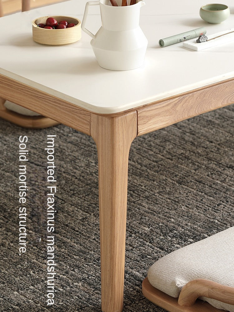 Ash Solid Wood Rock Plate Tea Table
