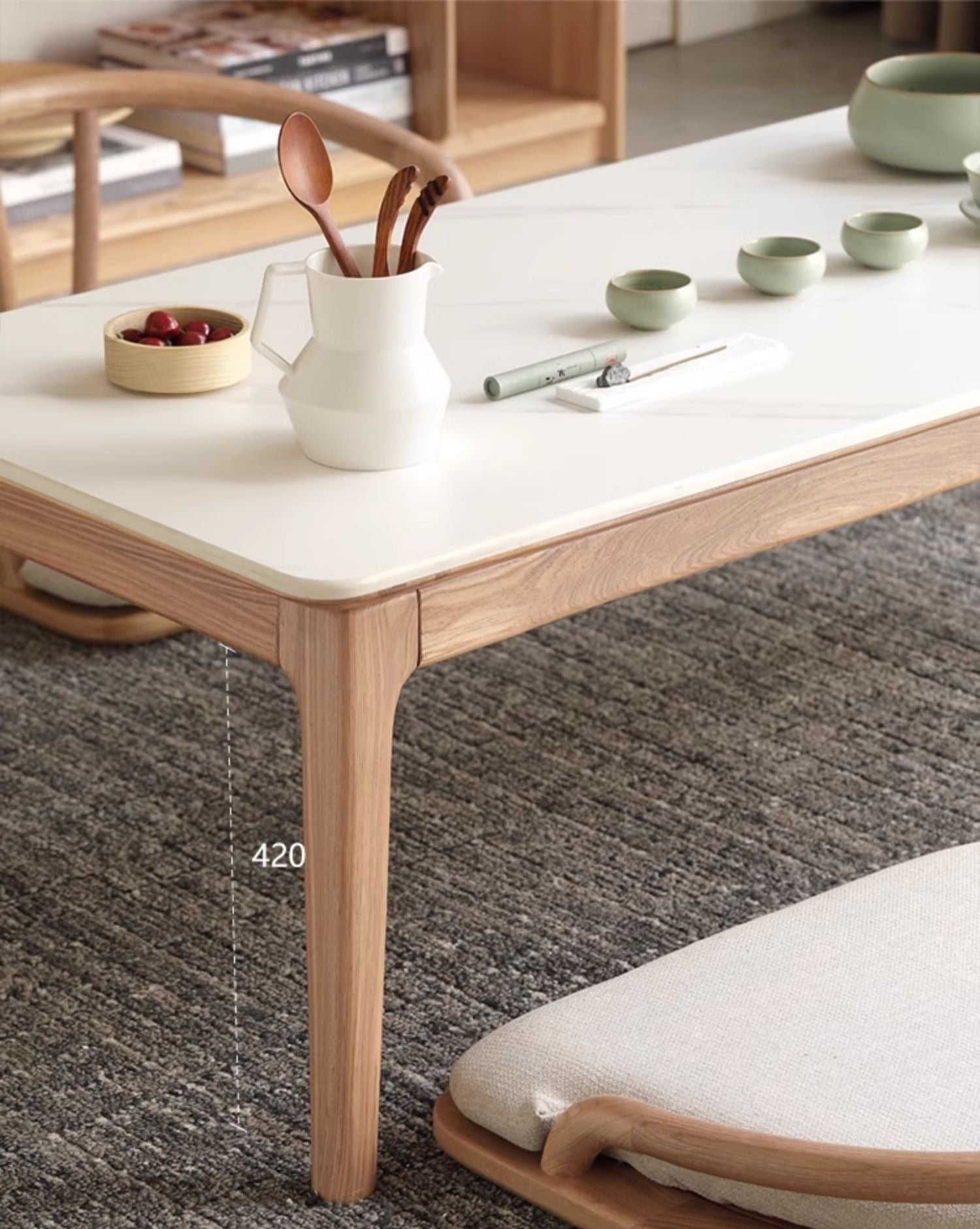 Ash Solid Wood Rock Plate Tea Table