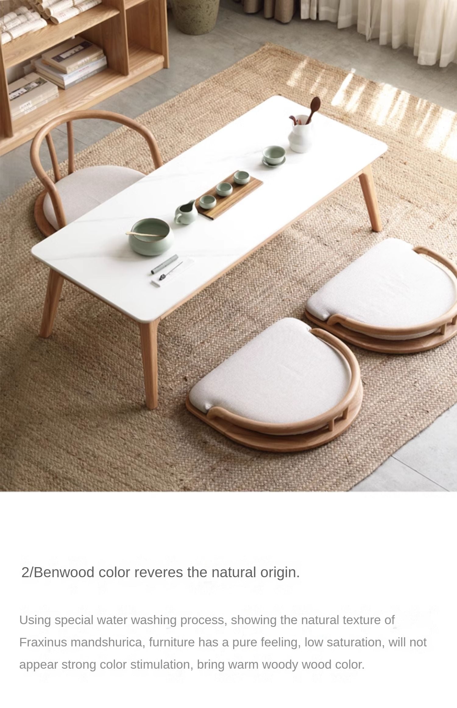 Ash Solid Wood Rock Plate Tea Table