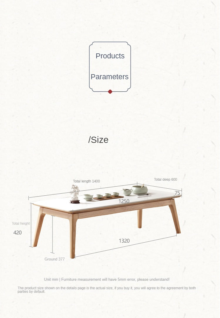 Ash Solid Wood Rock Plate Tea Table