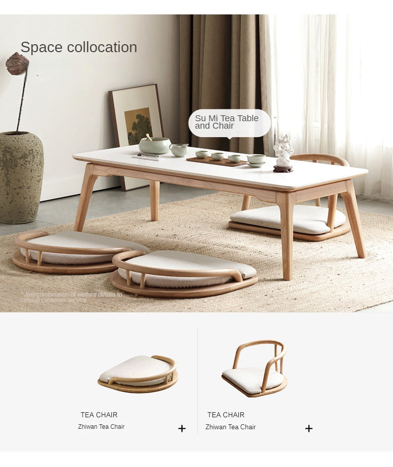 Ash Solid Wood Rock Plate Tea Table