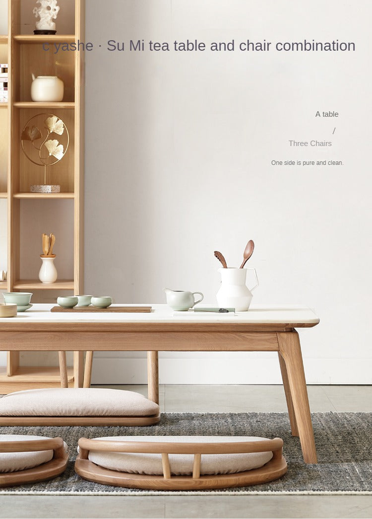 Ash Solid Wood Rock Plate Tea Table