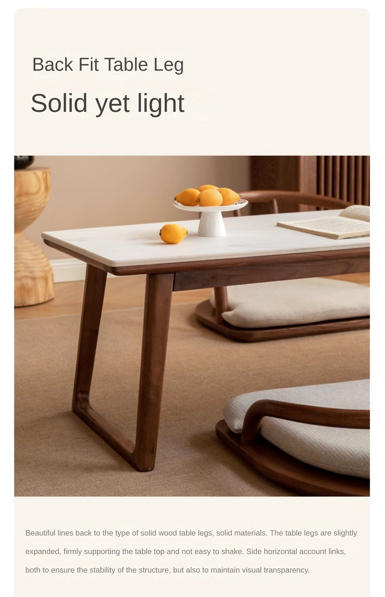 Black Walnut, Ash Solid Wood Rock Plate Modern Tea Table