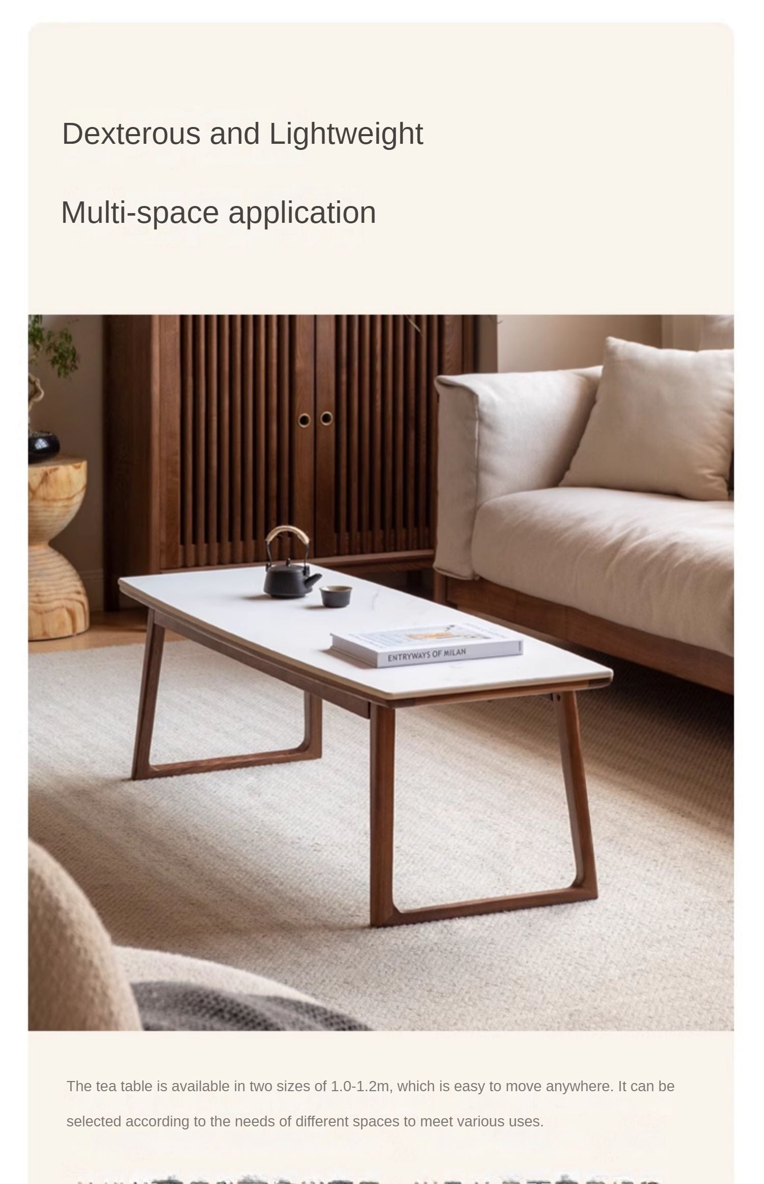 Black Walnut, Ash Solid Wood Rock Plate Modern Tea Table