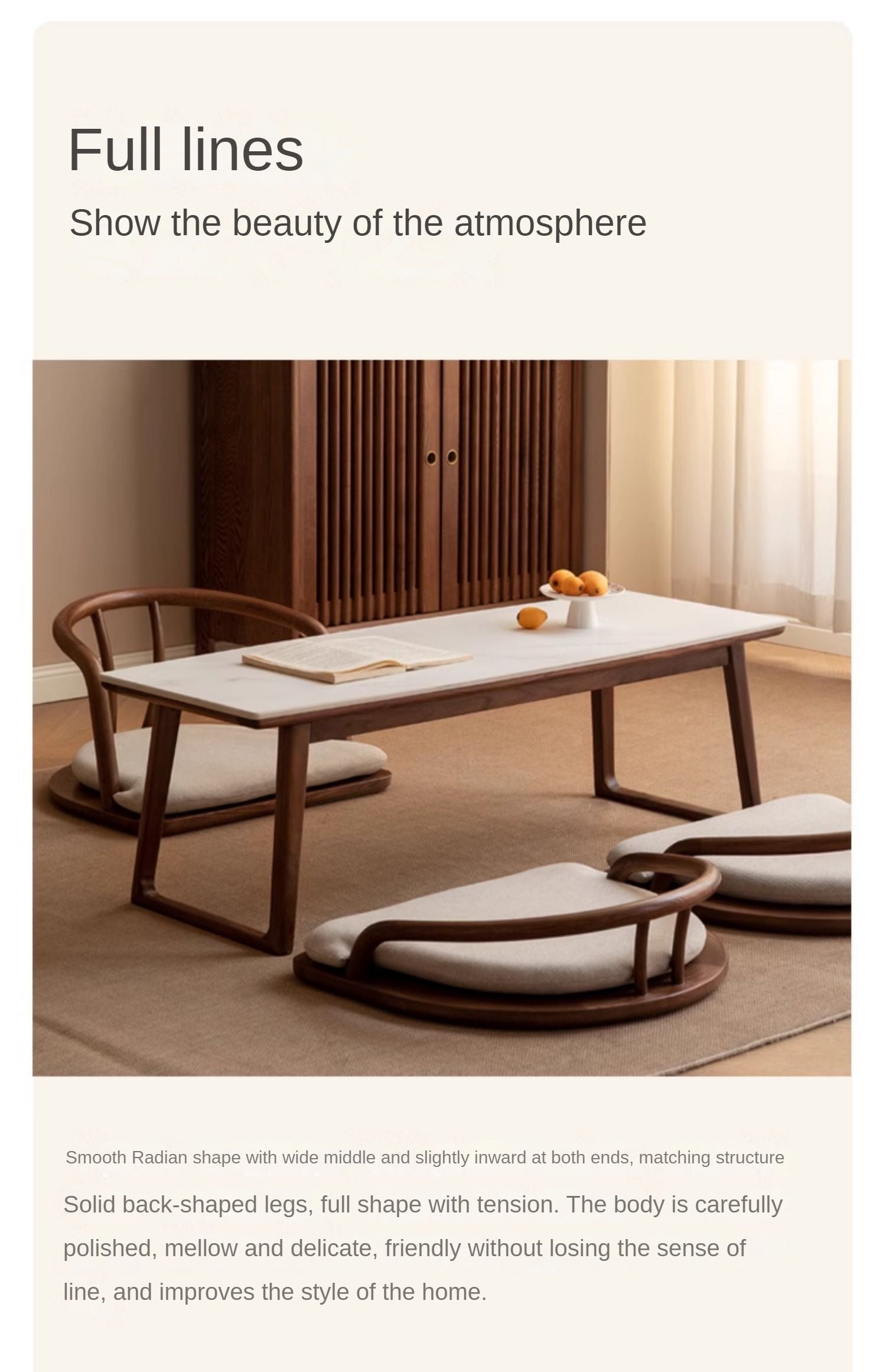 Black Walnut, Ash Solid Wood Rock Plate Modern Tea Table