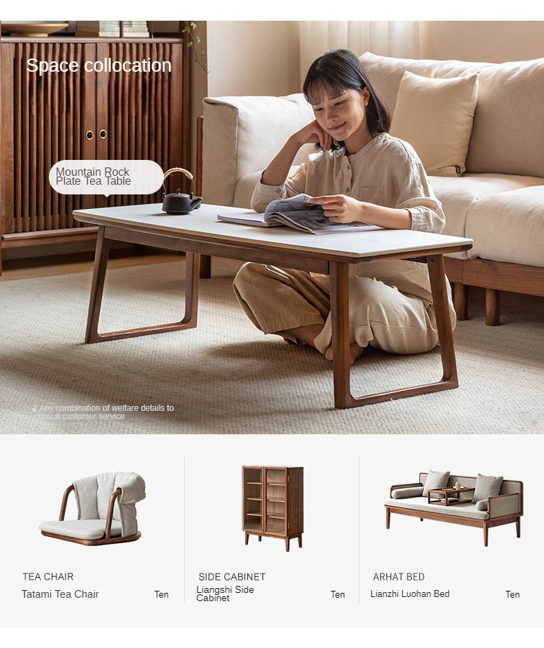 Black Walnut, Ash Solid Wood Rock Plate Modern Tea Table