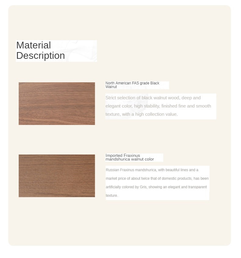 Black Walnut, Ash Solid Wood Rock Plate Modern Tea Table