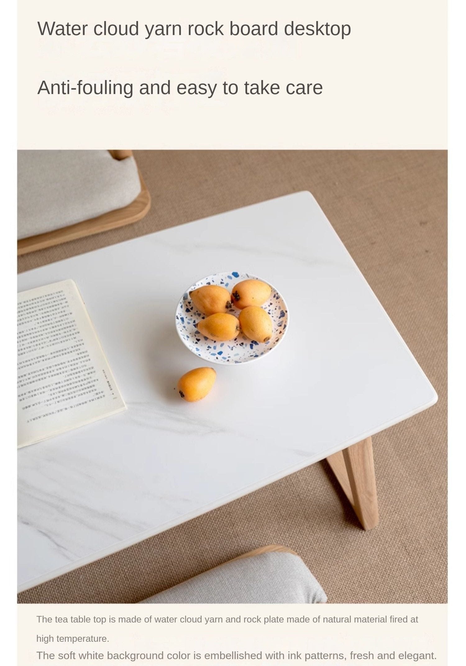Ash Solid Wood Rock Slab Tea Table