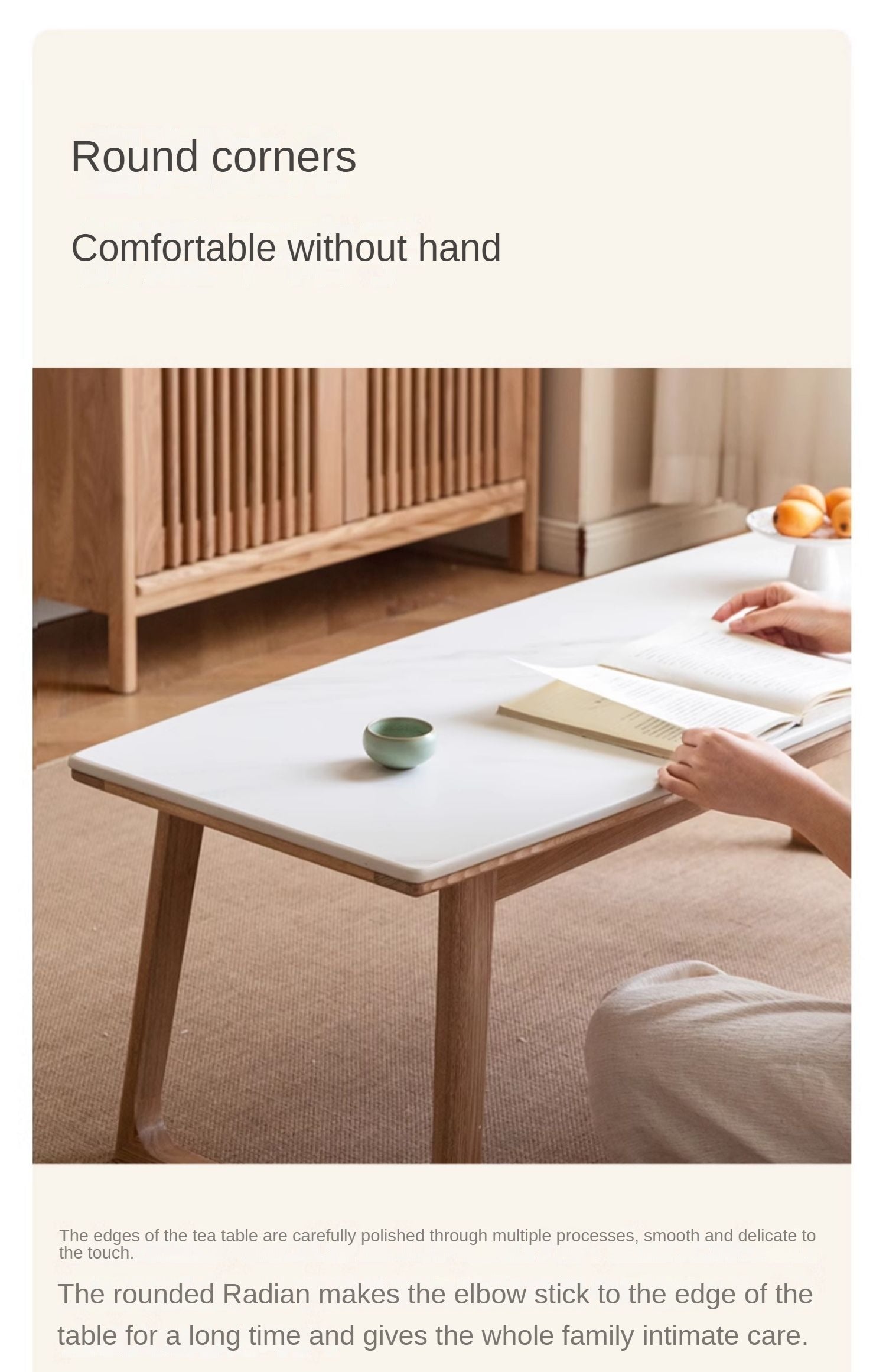 Ash Solid Wood Rock Slab Tea Table