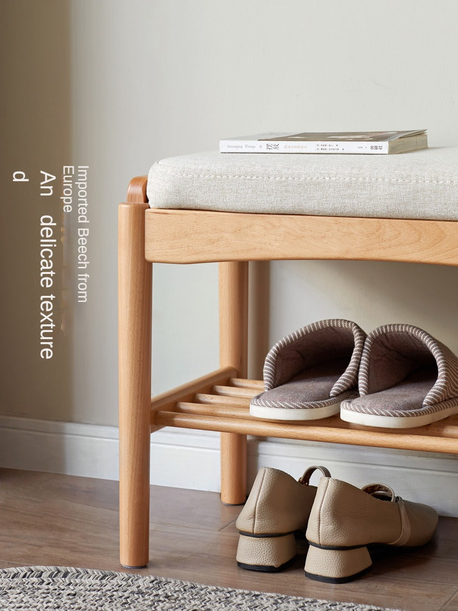 Back Walnut, Oak, Beech, Cherry Solid Wood Shoe Storage Bench