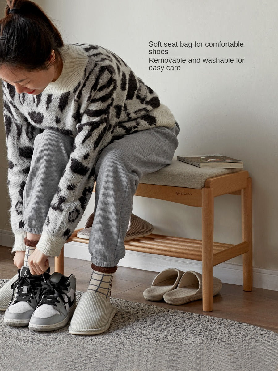 Beech Solid Wood Shoe Storage Bench
