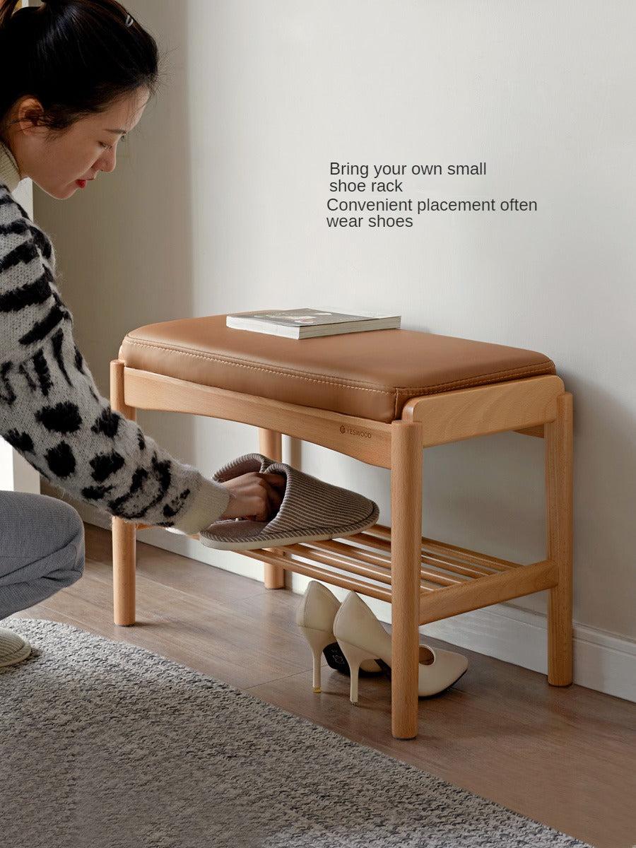Back Walnut, Oak, Beech, Cherry Solid Wood Shoe Storage Bench