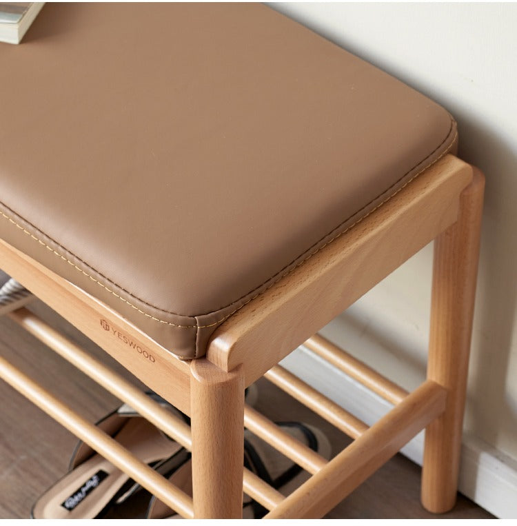 Back Walnut, Oak, Beech, Cherry Solid Wood Shoe Storage Bench