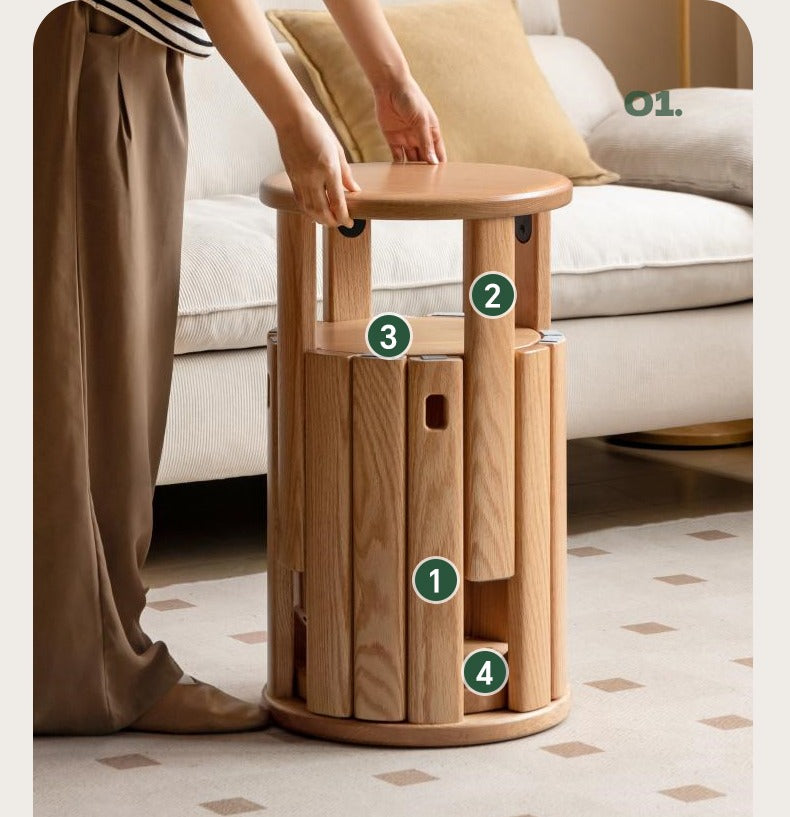 4 pcs Black Walnut, Ash, Oak Solid Wood, Solid RubberWood Stackable Dining Stool