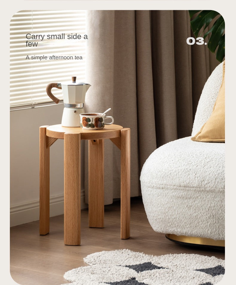 4 pcs Black Walnut, Ash, Oak Solid Wood, Solid RubberWood Stackable Dining Stool