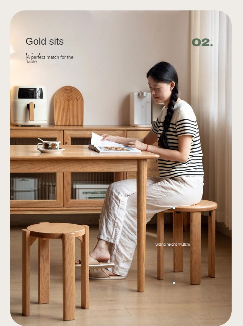 4 pcs Black Walnut, Ash, Oak Solid Wood, Cherry, Solid RubberWood Stackable Dining Stool