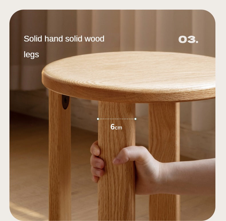 4 pcs Black Walnut, Ash, Oak Solid Wood, Solid RubberWood Stackable Dining Stool