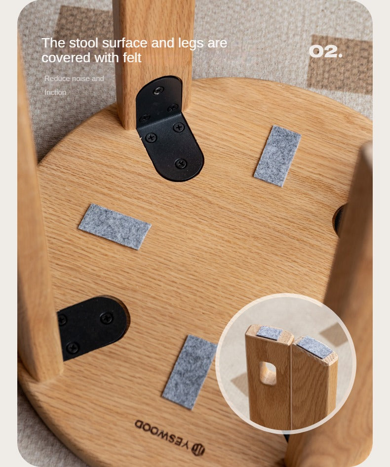 4 pcs Black Walnut, Ash, Oak Solid Wood, Cherry, Solid RubberWood Stackable Dining Stool