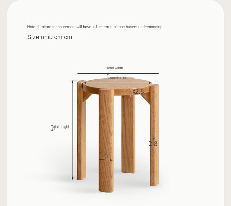 4 pcs Black Walnut, Ash, Oak Solid Wood, Cherry, Solid RubberWood Stackable Dining Stool