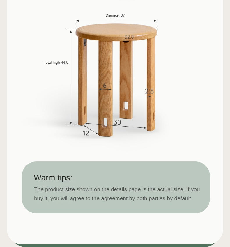 4 pcs Black Walnut, Ash, Oak Solid Wood, Solid RubberWood Stackable Dining Stool