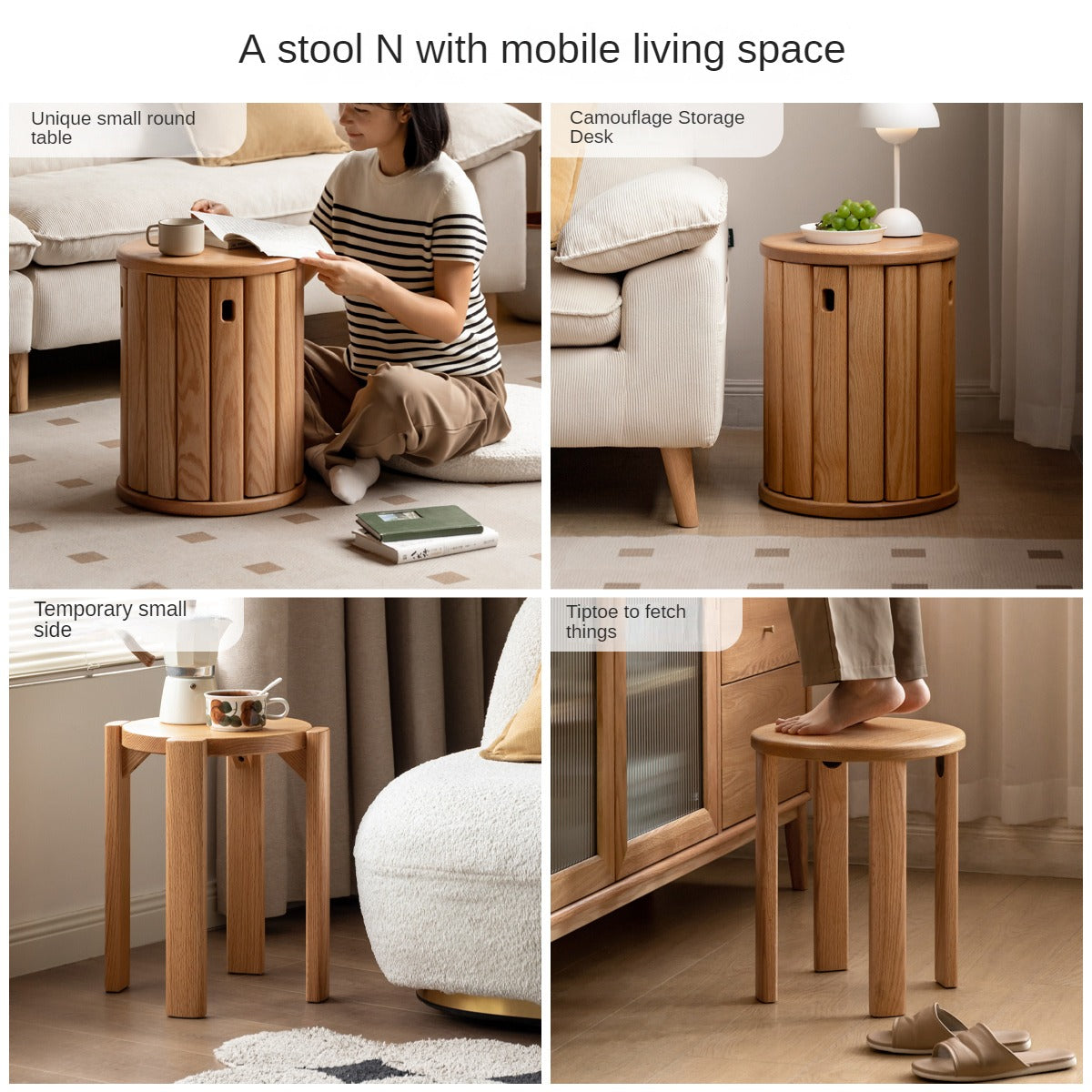 4 pcs Black Walnut, Ash, Oak Solid Wood, Solid RubberWood Stackable Dining Stool