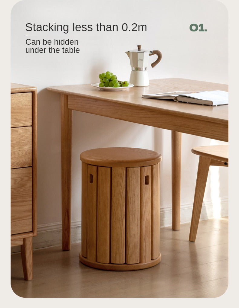 4 pcs Black Walnut, Ash, Oak Solid Wood, Solid RubberWood Stackable Dining Stool