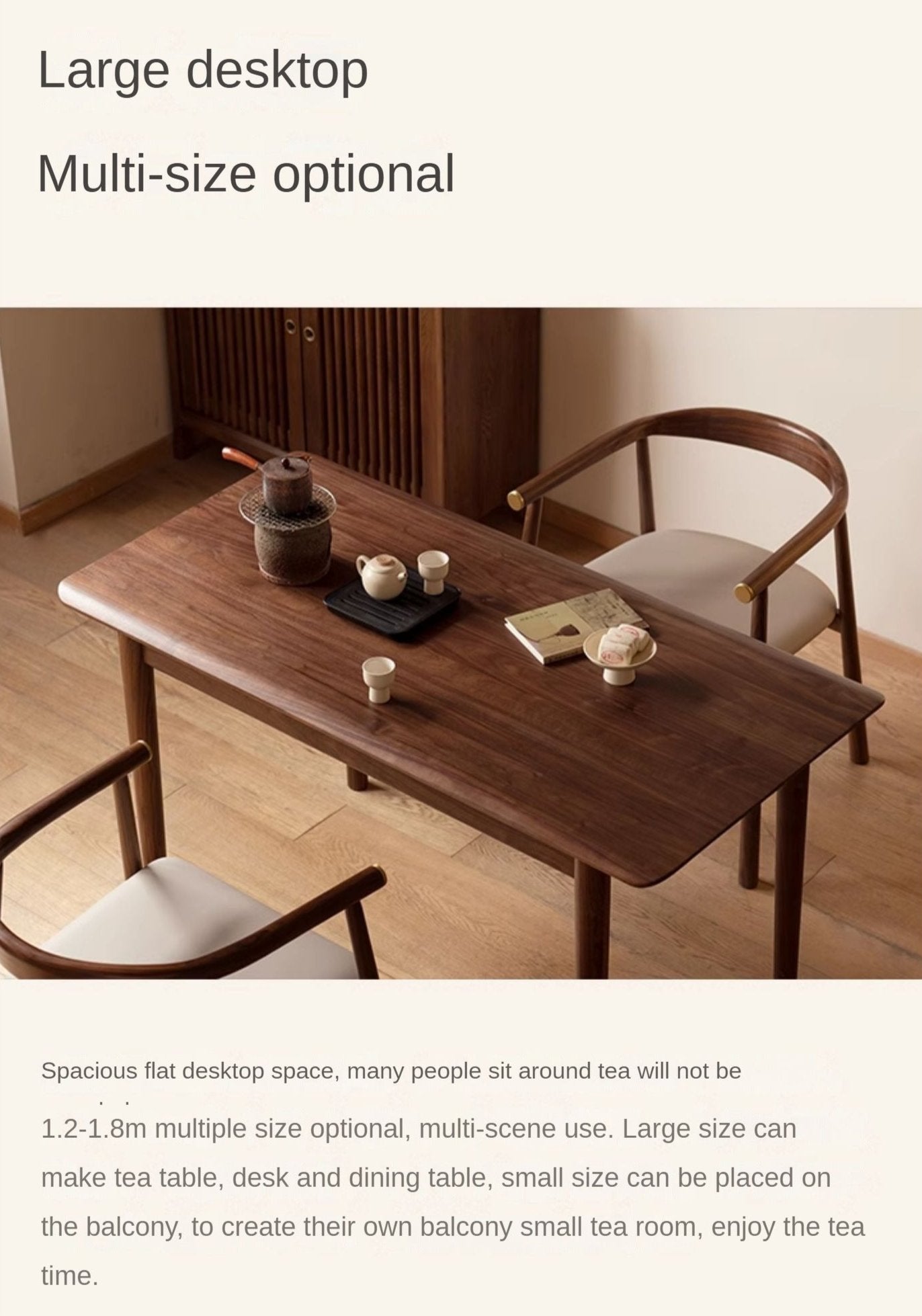Black Walnut Solid Wood Simple Large Tea Table