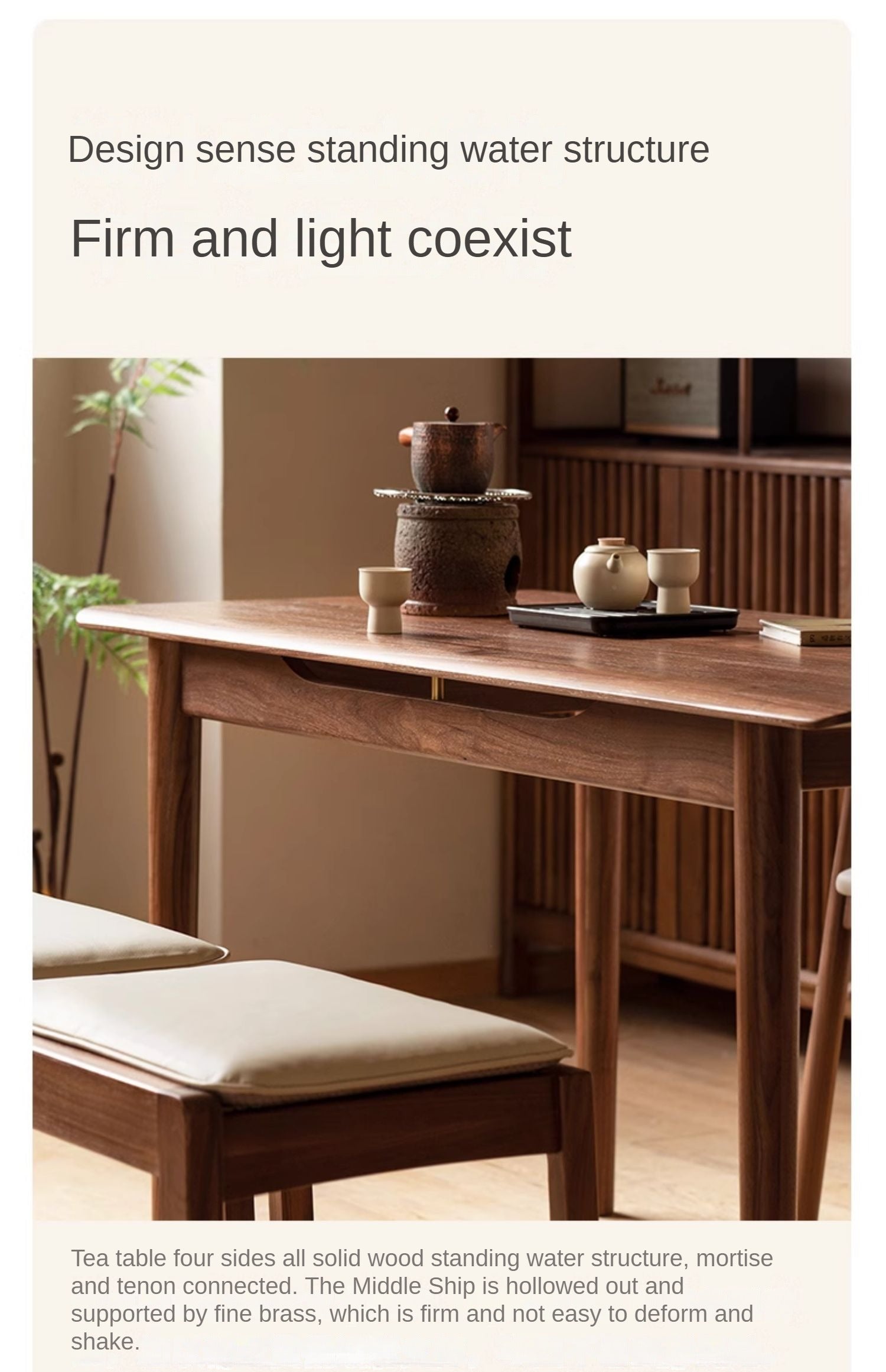 Black Walnut Solid Wood Simple Large Tea Table