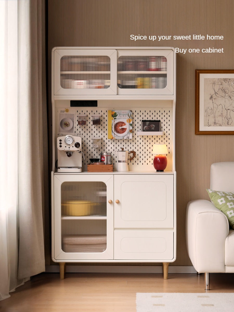 Solid RubberWood Rock Board Cream Style Dining Sideboard