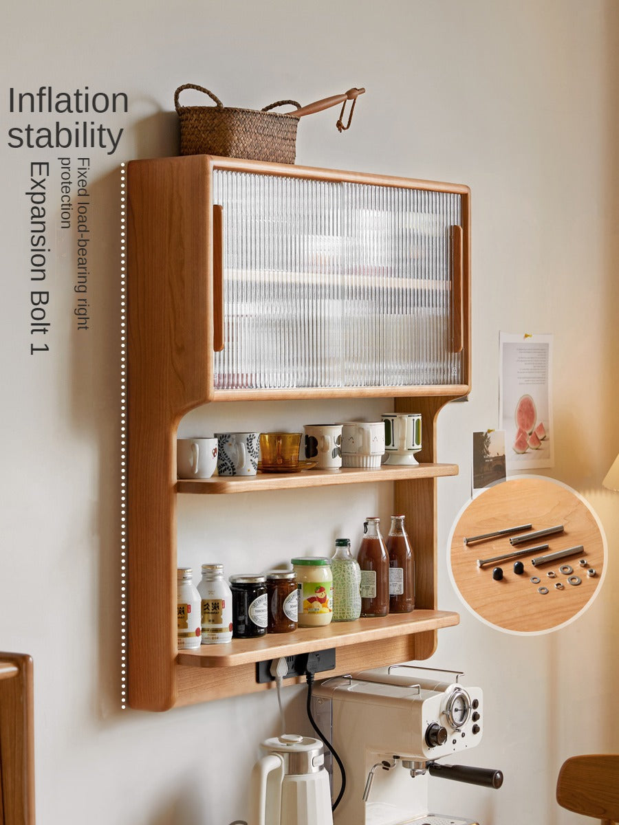 Cherry Solid Wood Wall Storage Cabinet