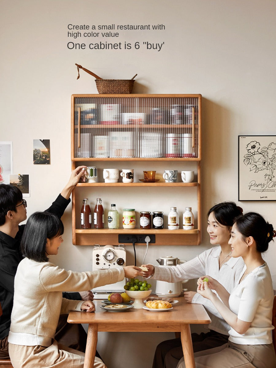 Cherry Solid Wood Wall Storage Cabinet