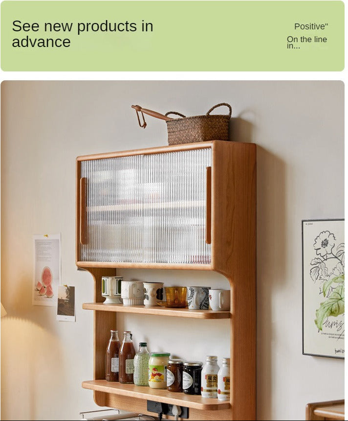 Cherry Solid Wood Wall Storage Cabinet