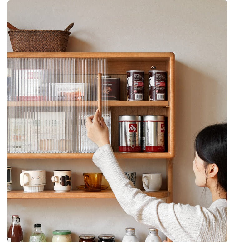 Cherry Solid Wood Wall Storage Cabinet