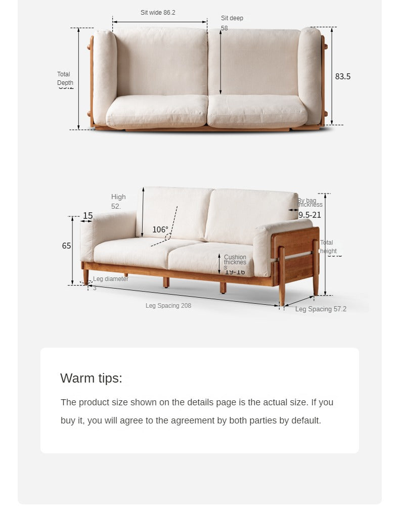 Cherry, Oak Solid Wood Antique Style Sofa.