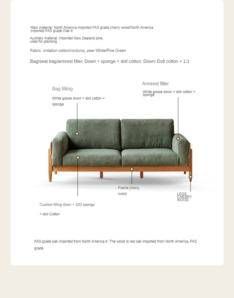 Cherry, Oak Solid Wood Antique Style Sofa.