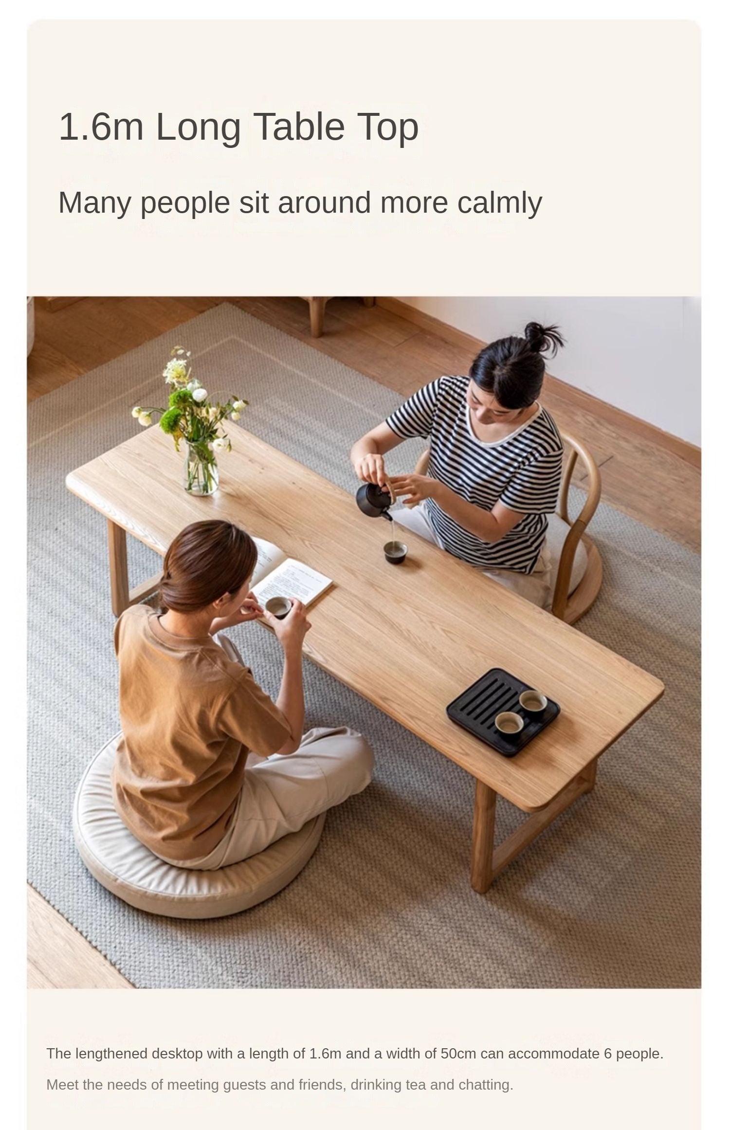 Ash Solid Wood Tatami Short Tea Table.