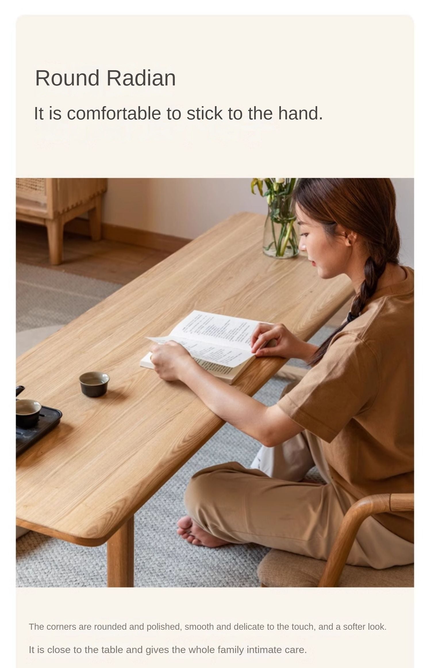 Ash Solid Wood Tatami Short Tea Table.